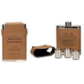7 Oz. Leather Wrapped Flask Set w/ 3 Cup Kit